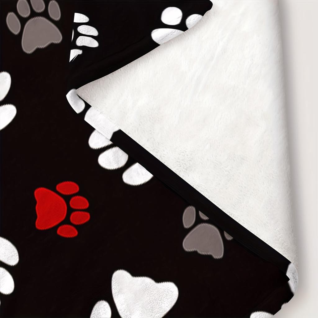 Coperta stampata in flanella con simpatico motivo a zampa di cane adatta a tutte le stagioni adatta per soggiorno ufficio divano e viaggio 180x250CM