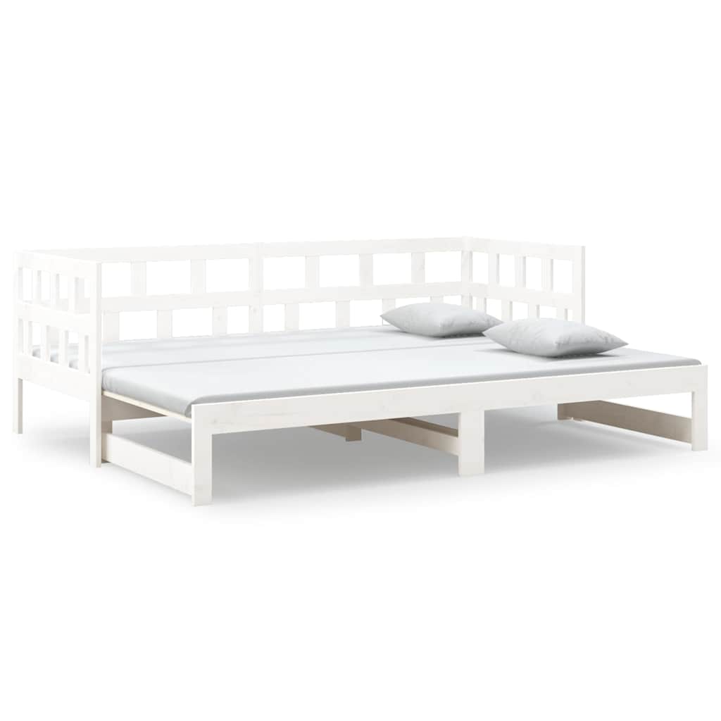 vidaXL Tagesbett Ausziehbar Weiß Massivholz Kiefer 2x(90x200) cm