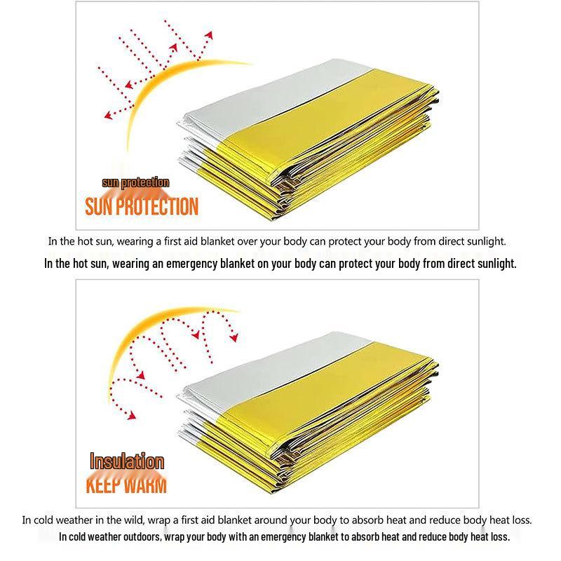 Emergency Insulating Blanket: Waterproof, Anti-Hypothermia PE Aluminum Film for Outdoor Use - Silver First Aid Survival Blanket