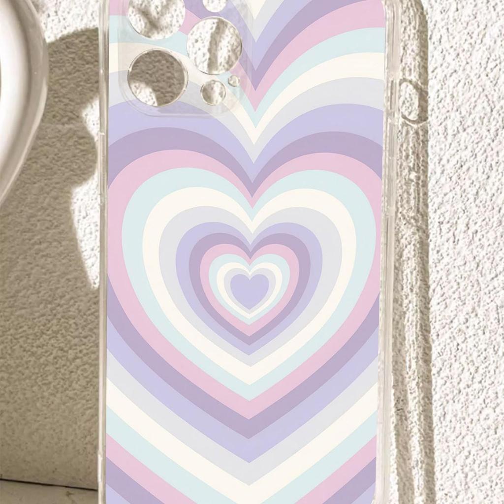 Taro Purple Heart Anti-Drop Transparent Case for iPhone 15/16/17 Pro Max/14