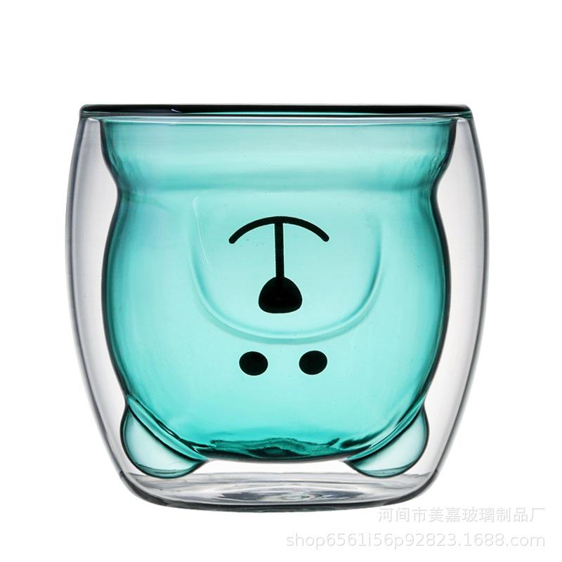 Hi 200ml Lovely Bear Čirý skleněný šálek s dvojitou stěnou Kreativní kreslený film pro domácnost káva džus mléko šálek pitná voda