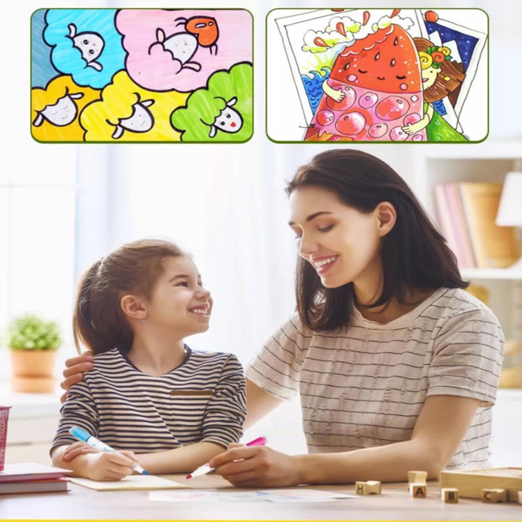 Art Marker Pens for Thick Round Pencils with Cartoon Sticker Smooth Color Quick No Perfect for and Art Gifts for Adults and Kids 36-Color Water-Based