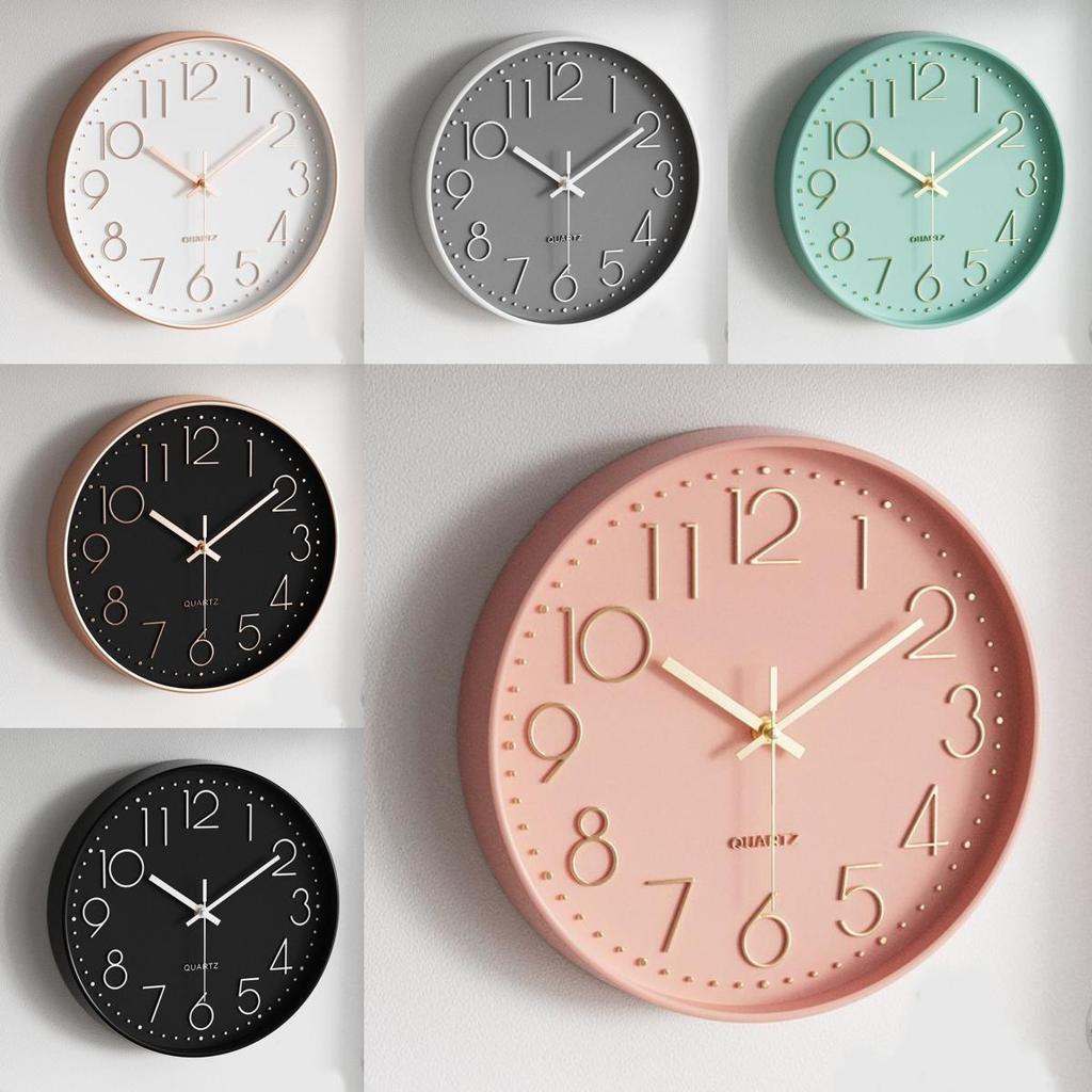 Modern Round Quartz Wall Clock With Silent Motion For Living Room Decor