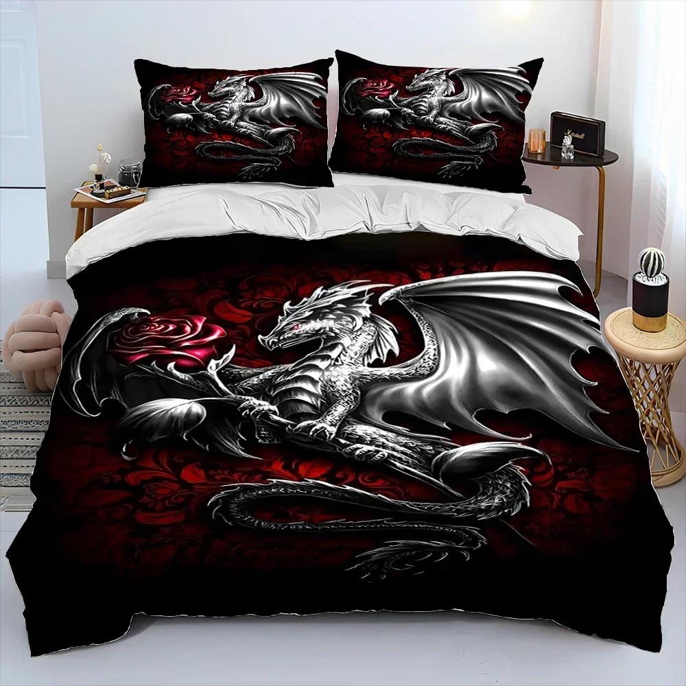 Dragon Cartoon Comforter Bedding Set,Duvet Cover Bed Set Quilt Cover Pillowcase,King Queen Size Bedding Set For Adult Child Gift