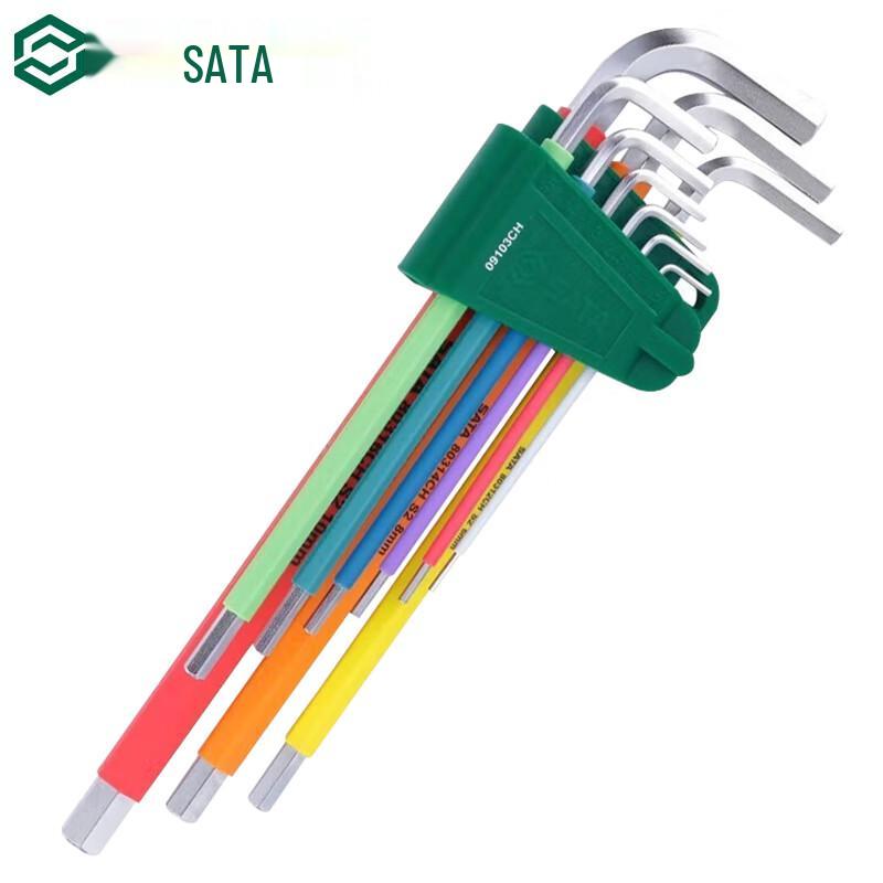 SATA 9-Piece Rainbow Extra-Long Hex Key Wrench Set