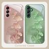 Goldene Ginkgo-Blätter für Samsung Galaxy A01 A02 A03 Core A04 A14 4G A13 54 34 31 20 25 23 22 5G S21 Ultra S20 Glas-Handyhülle