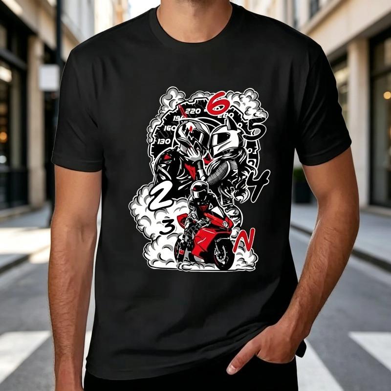 Motorcycle Helmet Graphic Tshirt for Unisex Unisex Casual Cotton Short Sleeve Tee Top Cool Biker Graphic Shirt 100 Cotton Summer