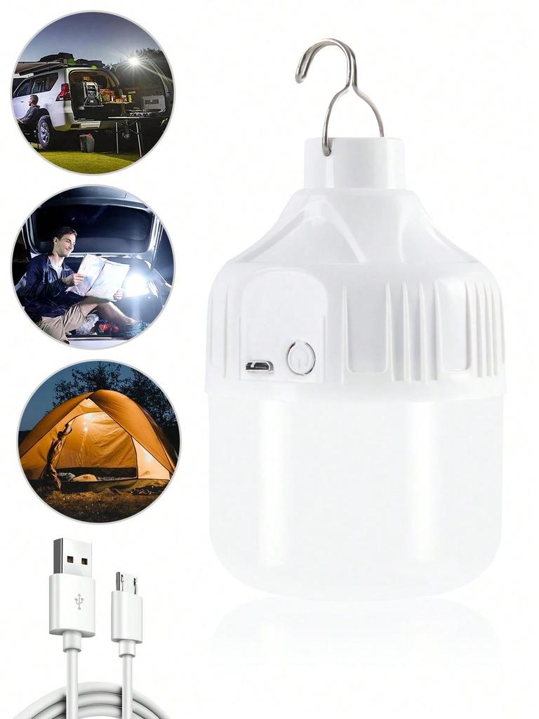 White 1200mAh 3-speed white light USB rechargeable LED hook-type bulb camping lantern power outage emergency light