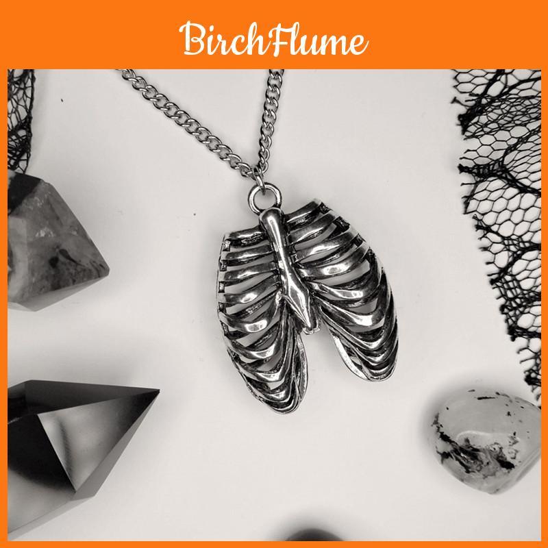 Human Thoracic Anatomy Skull Pendant Necklace With Alloy Design For Gothic Women