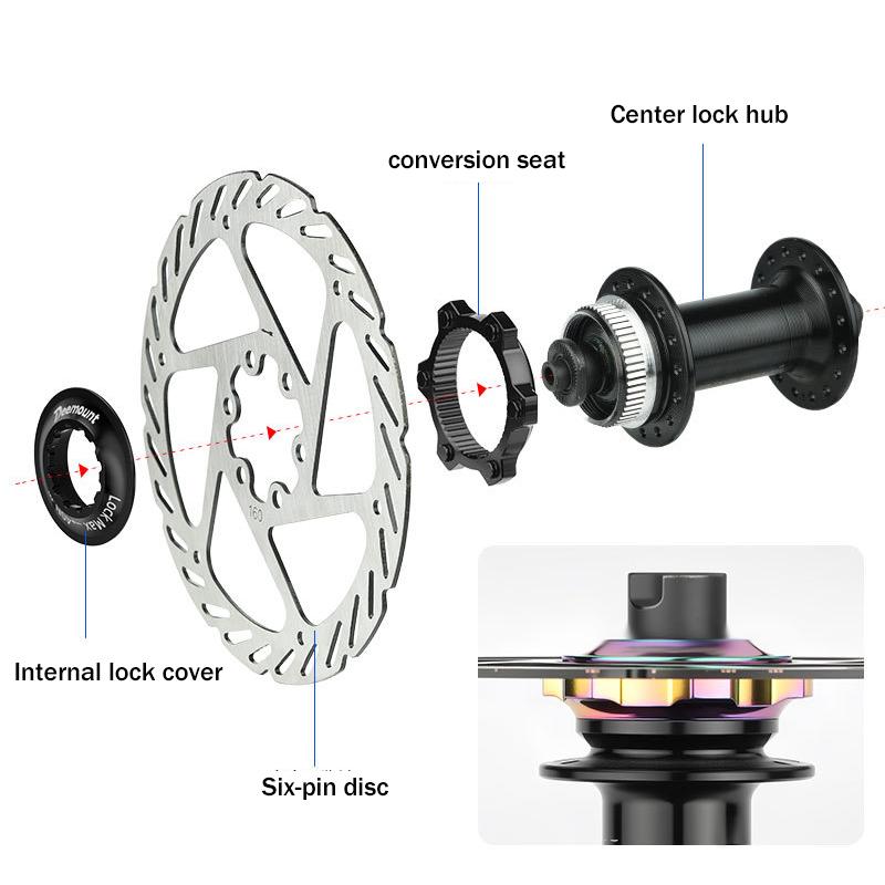 44mm Fahrrad Center Lock zu 6-Loch Scheibenbremsadapter Fahrradnabe Rotor Umwandlung für Fahrrad Scheibenbremszubehör