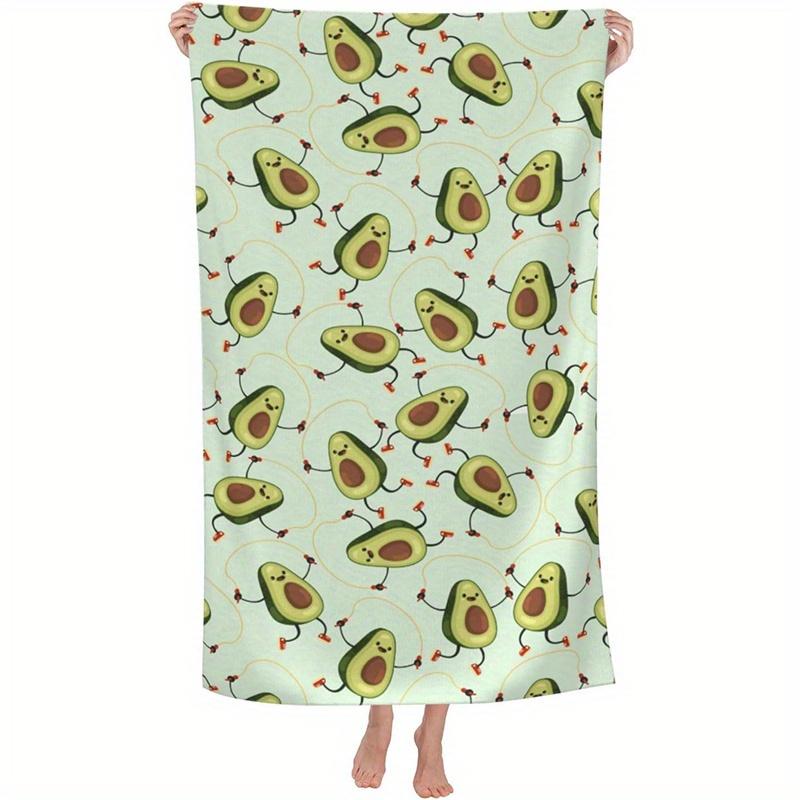 

Beach Towel Cute Avocado Pattern Sun Protection Windproof Suitable for Swimming Pool Camping Travel Blanket W30*H60(CM)
