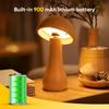 Portable Cordless Wooden Mushroom Lamp with Touch Switch, Small Size, Rechargeable, Stepless Dimming, 360-Degree Rotation, Perfect As a Birthday Gift