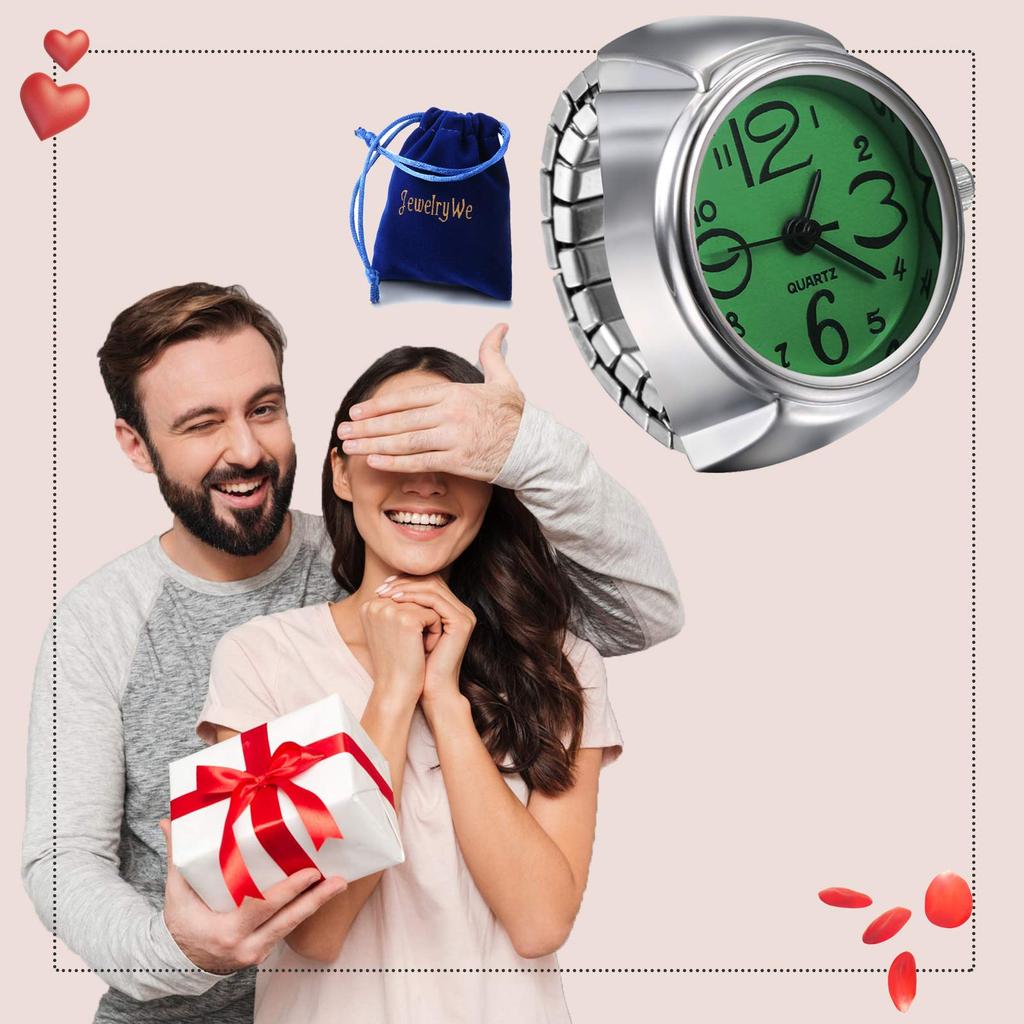 JEWELRYWE Watch Ring Stainless Steel Link Free Size Popular Waterproof Analog Quartz Business Casual Fashion Accessory Birthday Christmas Gift