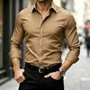 Men's Shirt Wine Red Dark Patterned Long Sleeved Shirt Fashionable Design Slim Fit Business Wedding Casual Long Sleeved Cardigan
