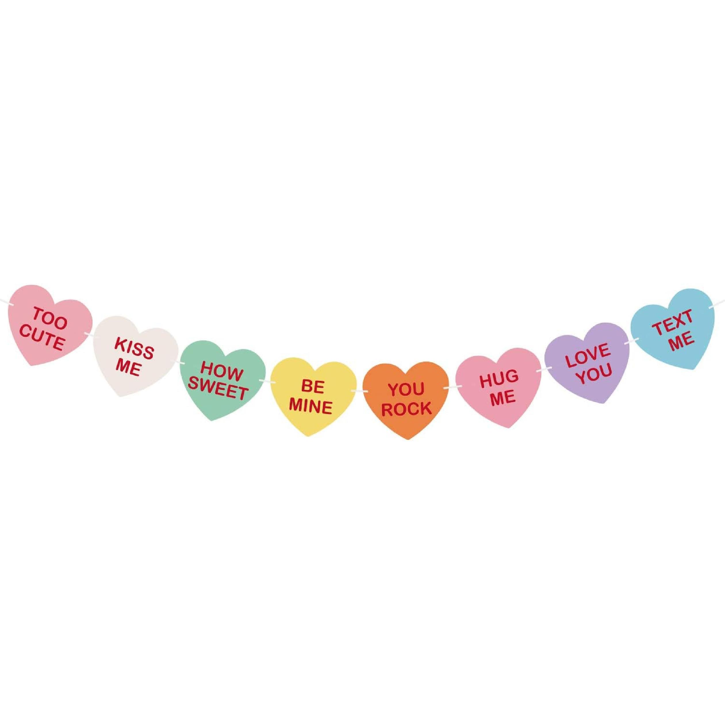 TUPARKA Valentine Conversation Candy Hearts Banner Valentine Candy Hearts Sayings Garland for Valentines Decoration Party Supplies
