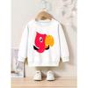 Kids' Cartoon Bird Print Crew Neck Sweatshirt - Regular Fit, Casual Style, Applique Detail