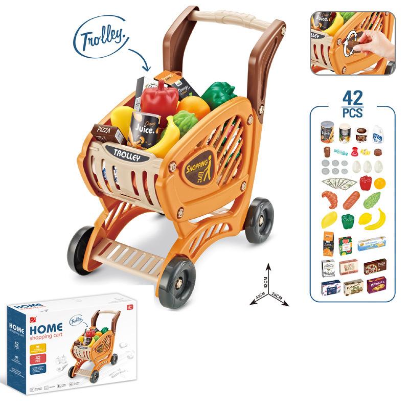 

Игровой домик Тележка для покупок Детская имитация Овощи Фрукты Тележка для покупок в супермаркете Набор-комбинация Игрушки для девочек