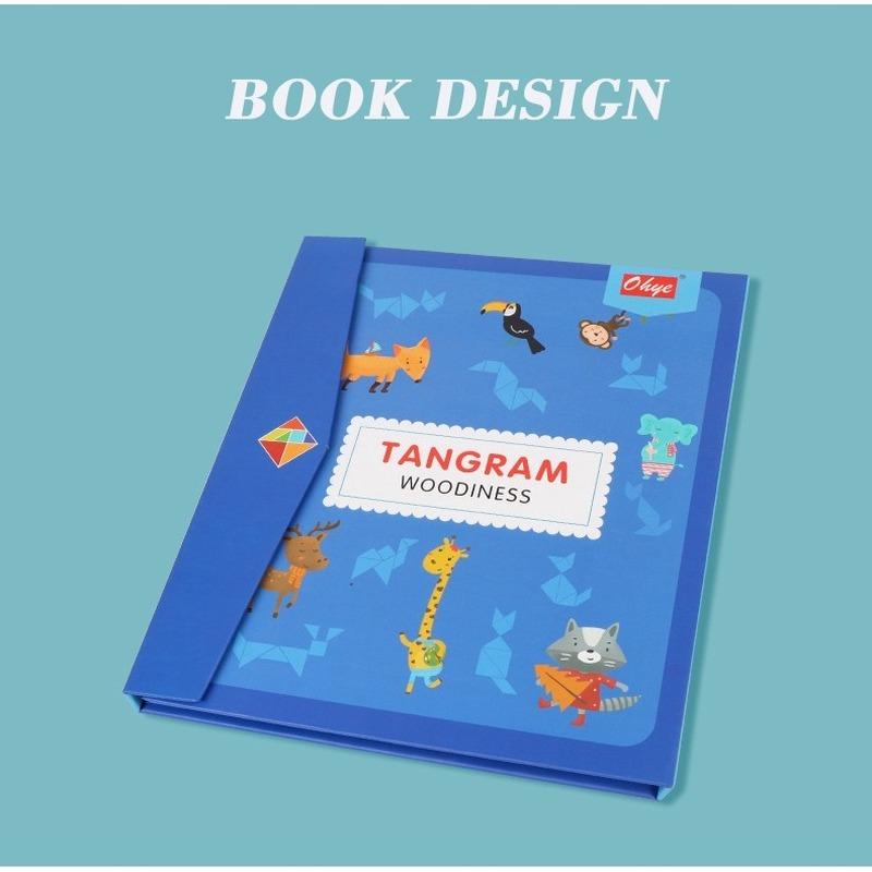 Magnetic Tangram Puzzle Book Educational Toys For Children Portable Baby Toys Kid Montessori Learning Intelligence Jigsaw Wooden
