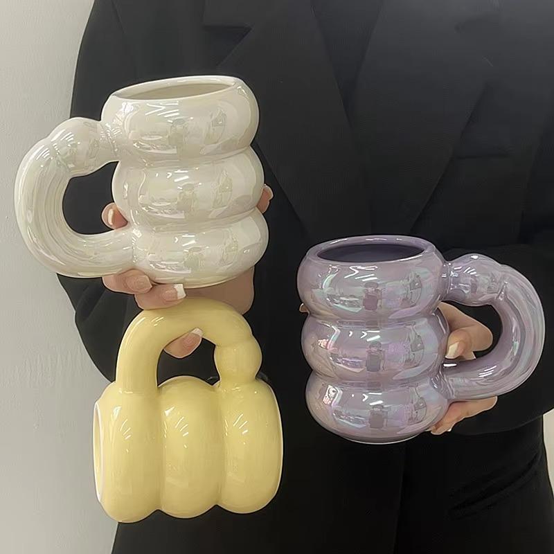 420ml Keramisk Knubbig Mugg Kreativ Nordisk Kaffekopp Söt Kontors Eftermiddagste Molnmuggar Kök Dryckesvaror Heminredning