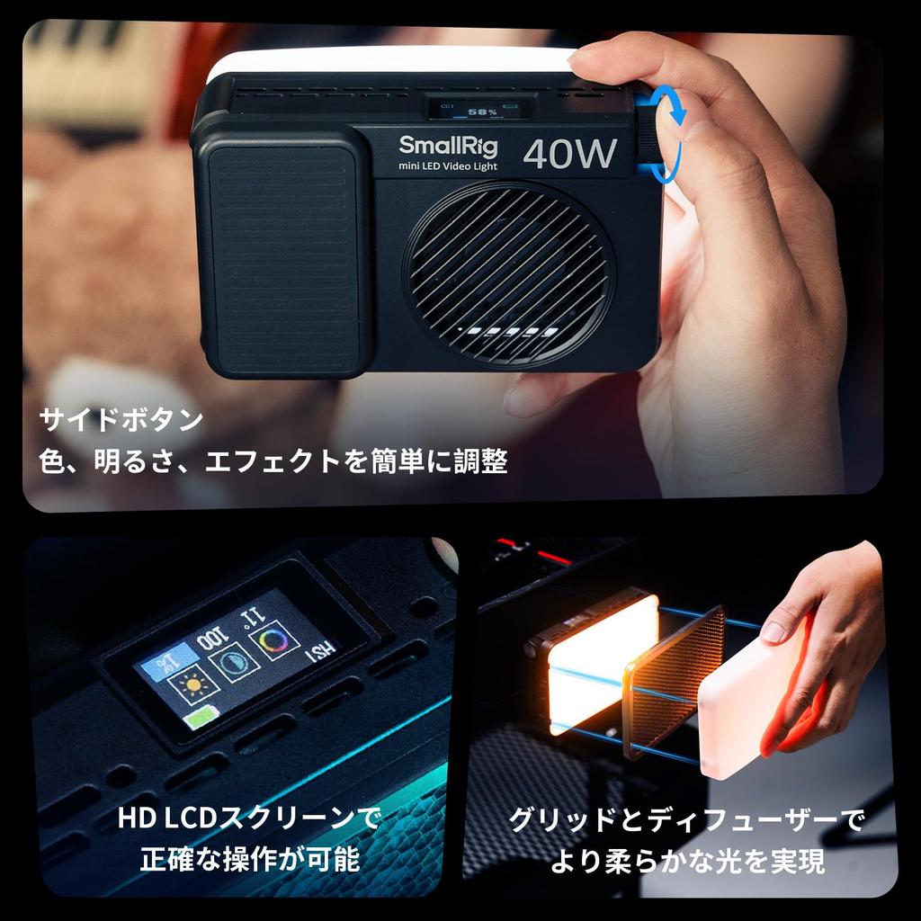 SmallRig RM 40C Mini LED RGB Wideo LCD Przenośna Kamera Idealny Prezent dla Twórców Treści na TikTok i YouTube oraz CRI TLCI Magnetyczny Uchwyt 5359 Światło,