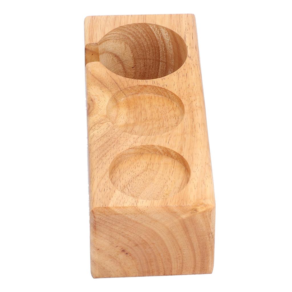 3‑Slots Wooden Coffee Portafilter Holder Tamper Stand Tamping Base for Home Bar Counter Wood Color