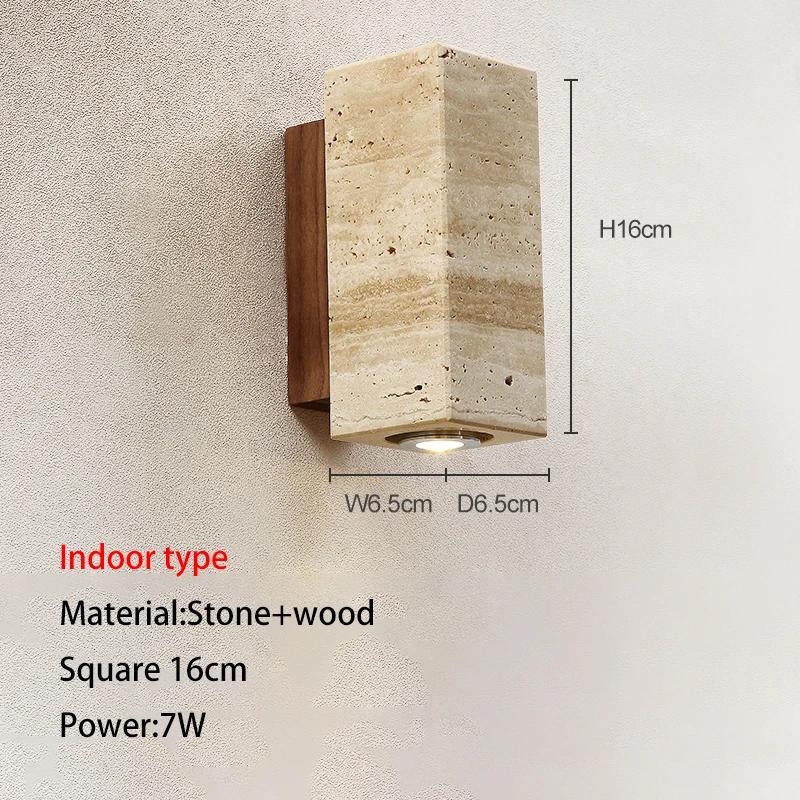 Yellow Travertine Japanese-style Wabi-sabi Style Bedroom Bedside Wall Lamp Living Villa Courtyard Balcony Background Chandelier