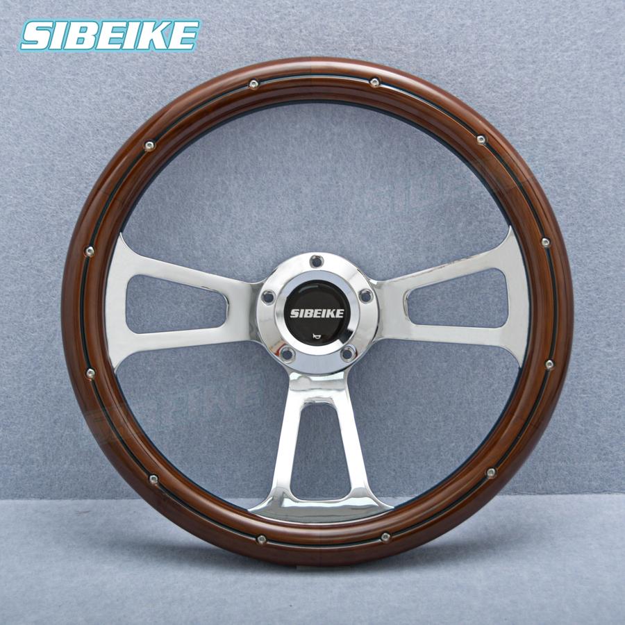 JDM 14  Real Wood Polished Muscle Steering Wheel 5 Bolts Vintage Retro Car Steering Wheel Universal real wood