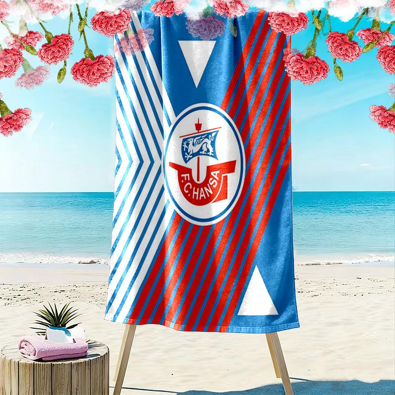 Asciugamano da Spiaggia Stampato FC Hansa Rostock, Asciugamano Grande Morbido Asciugatura Rapida per Spiaggia Campeggio Nuoto