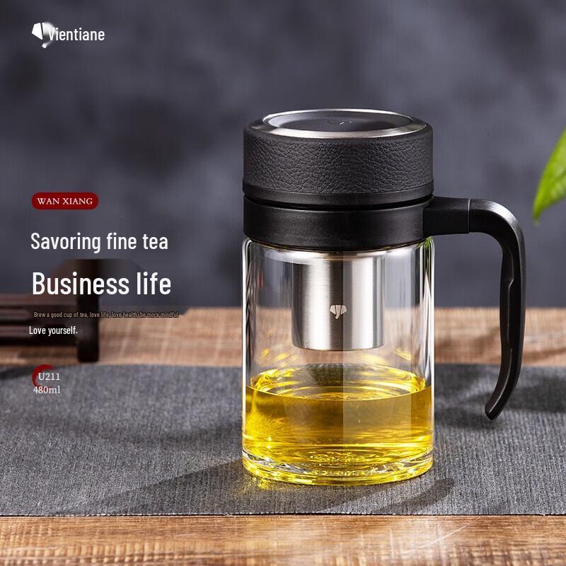 WANXIANG Borosilicate Glass Tea Mug with Handle