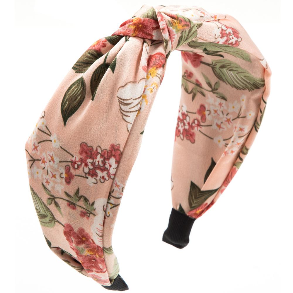 Headbands for Women Floral Pattern Knotted Wide Headbands Cross Knot Hair Bands Vintage Hairband Headbands Accessories
