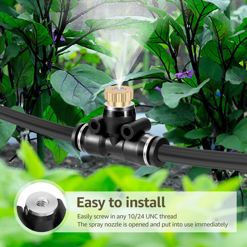 30Pcs Brass Misting Nozzles with O Rings Leak Proof Brass Atomization Nozzles Dust Control Mist Sprinkler for Outdoor Cooling