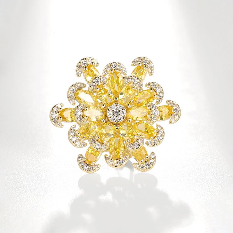 Bo Xin Yun Luxury Zirconia Snowflake Brooch - Elegant Corsage Dandelion Pin Accessory