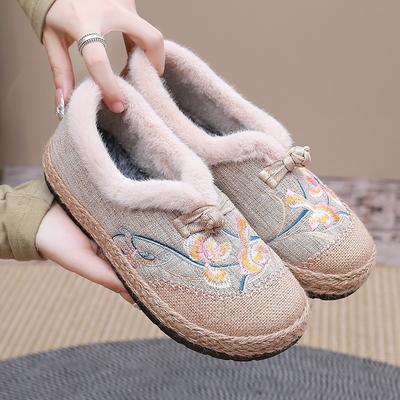 Alte Pekinger Winter-Damenbaumwollschuhe bestickte und Samt-Thermoschuhe Retro-Slipper für Mittelalte und Alte Doudou-Baumwollschuhe individuell