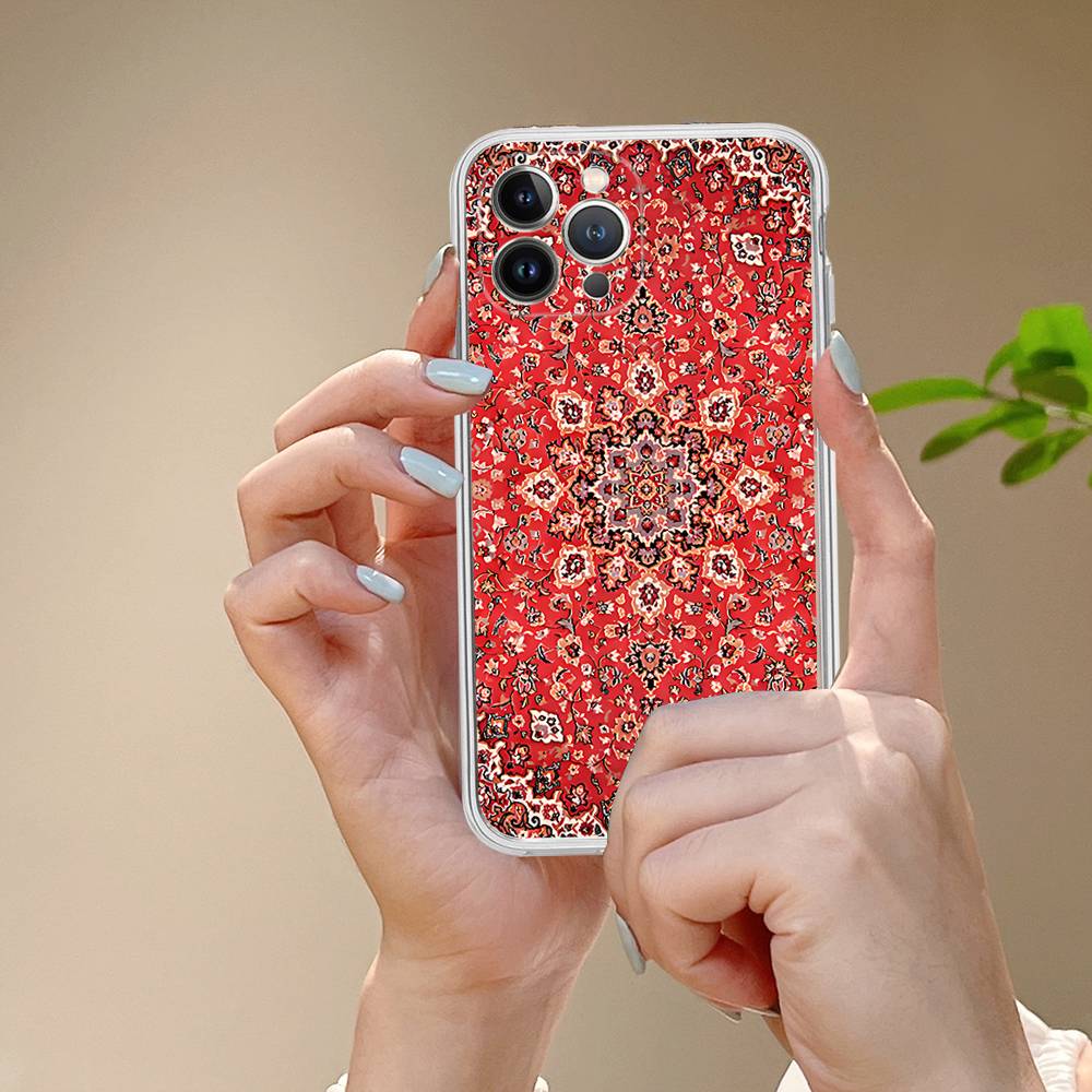Persian Carpet Floral Pattern For IPhone 17 16 16e 15 14 13 12 11 Pro Max Mini Plus Phone Case