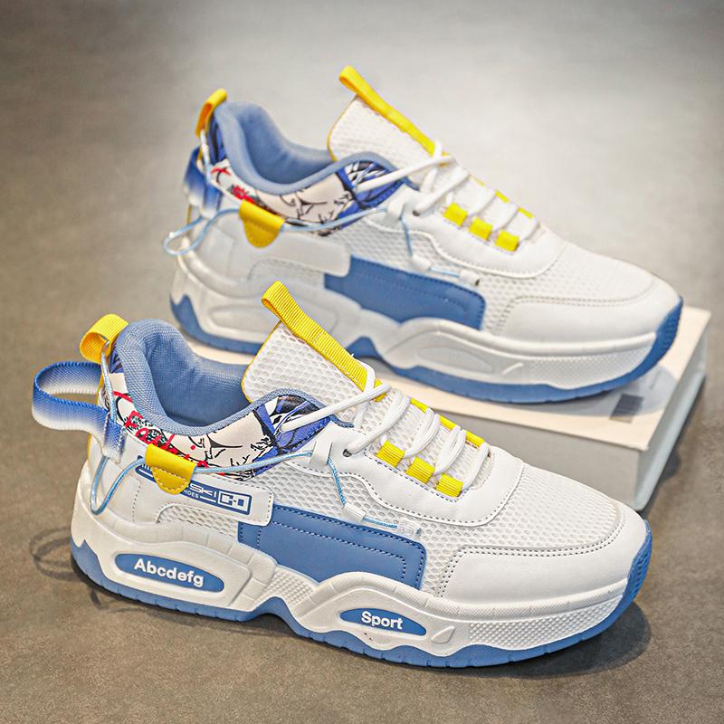

Sports Shoes High Quality Mesh Breathable Casual Men Shoes Round Toe Comfortable Platform Shoes Mens Trainers Sneakers Hombre 44 синий
