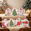 Festival Treat Packaging 2Pcs Christmas Drawstring Gift Bags Xmas Tree Reindeer Printed Candy Decoration Pouches Pouches Reusable Fabric Holiday