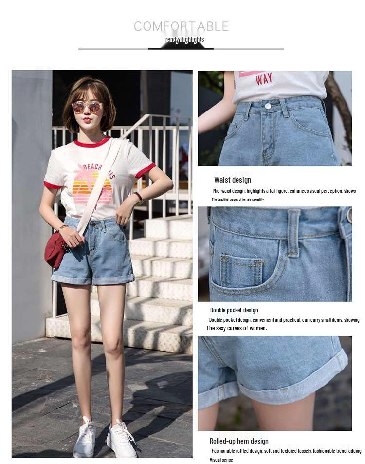 Damen 608 Weit geschnittene Jeans-Shorts: Hohe Taille, Figurschmeichelnde A-Linie, Perfekt für den Sommer 2022