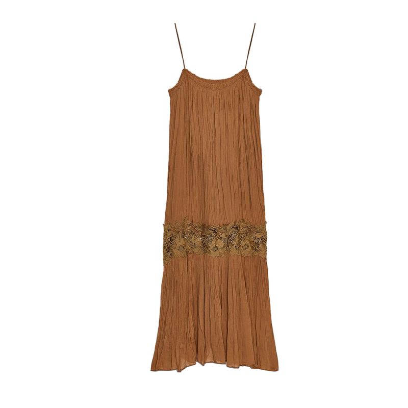 Summer New Product Women's Clothes Asymmetric Hem Straight-leg Neckline Wrinkles Embroider Sleeveless Dress 5107269