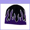 Punk-Strickmütze für Herren mit Flammen-Design und Buchstabenverzierungen für Streetwear und Winterwärme