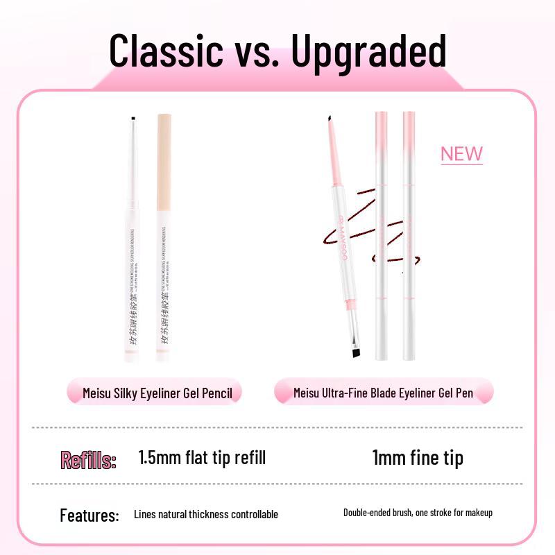 Meisu Ultra-Fine Dual-Head Waterproof Eyeliner Gel Pencil