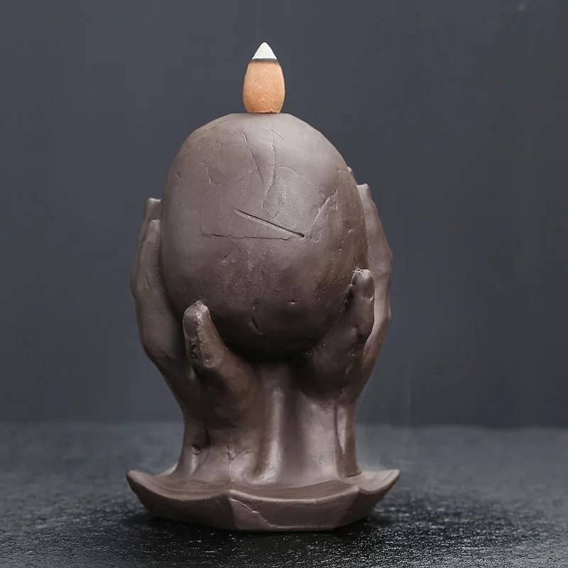 1pc Purple Clay Backflow Incense Burner Skull Head Incense Holder Creative Halloween Decorations Home Decor (Without Incense)