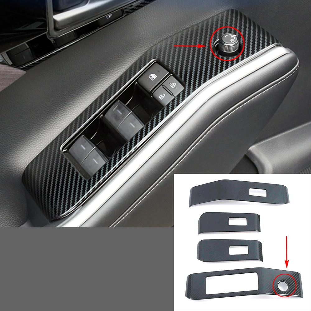 For Toyota Highlander XU70 2024 Car Window Lift Switch Button Cover Trim Door Armrest Panel Interior Accessories Stainless Steel