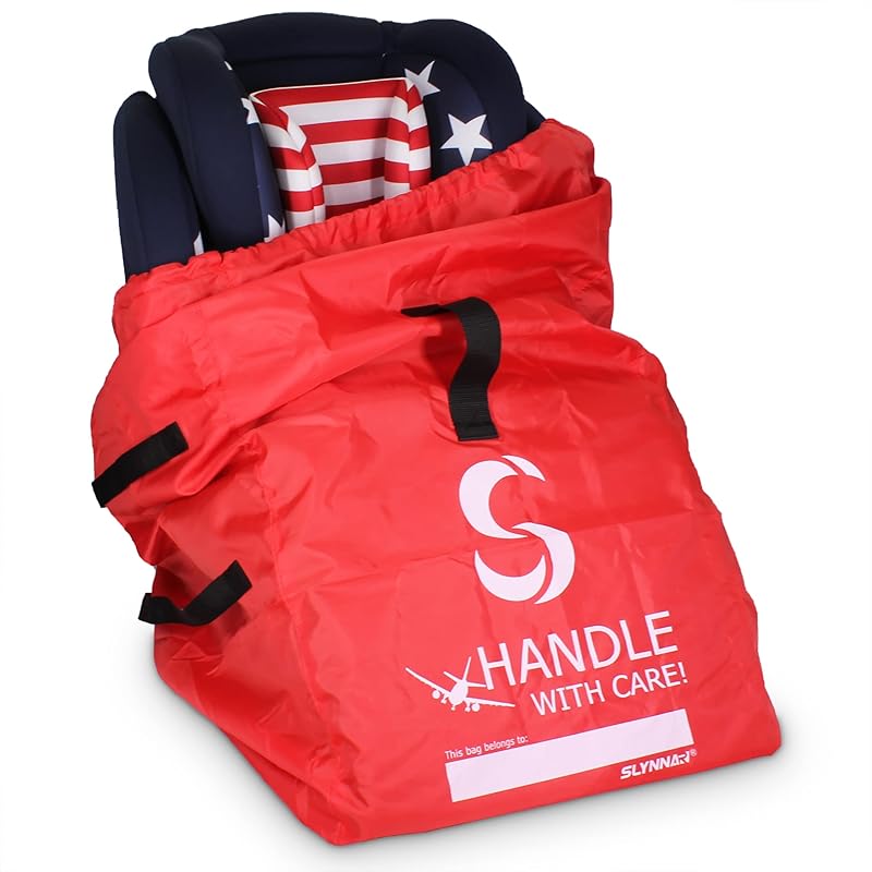 Car Seat Travel Bag for Airplane - Fits Convertible Car Seats, Infant carriers & Booster Seats, Black Upgrade Red Upgrade