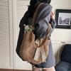 Solid Crochet Tote Handbag Summer Beach Bag Fashion Women's Mesh Woven Shoulder Bags Large Capacity Knitting Underarm Bag