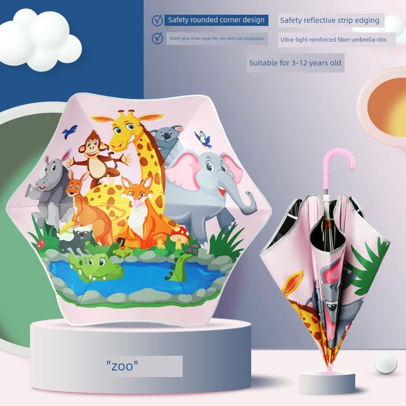 Safe and Cute Cartoon Children's Umbrella Primary School Kindergarten Sunny and Rainy Dual-Use Boy and Girl Baby School Dedicated Umbrella