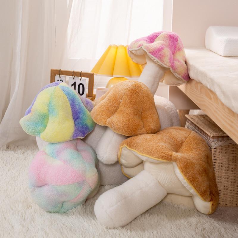 Adorable Colorful Mushroom Plush Pillow For Kids Room Cozy Home Decor
