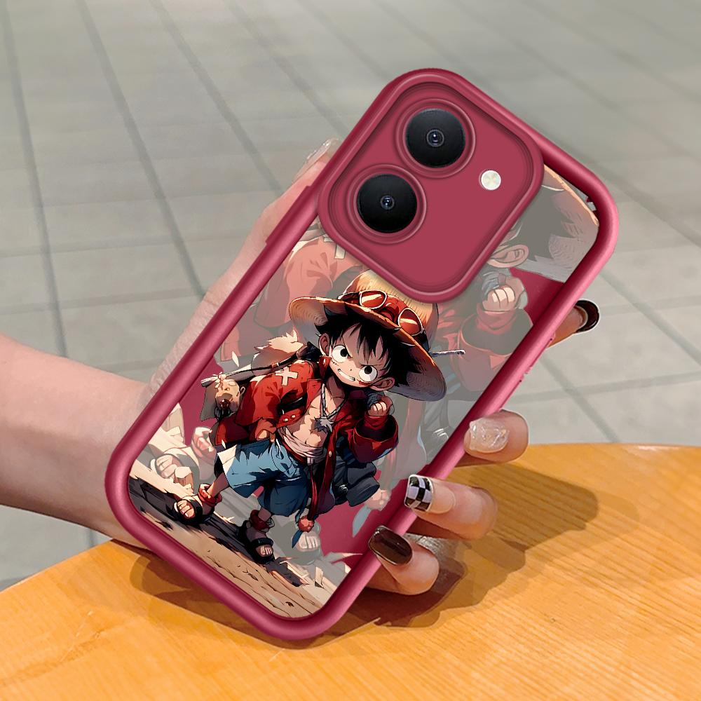 Soft Silicone Square Ladder Printing Pattern Phone Casing Full Cover Camera Shockproof Protection Rubber Case for Vivo