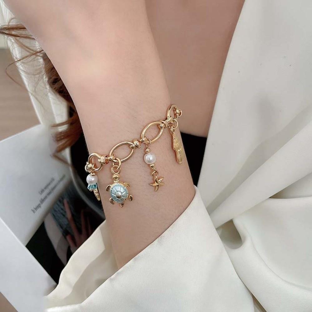 Summer Sea Series Starfish Beaded Bracelet Ornaments Shell Beaded Hand Chain  Girls Couple Gift