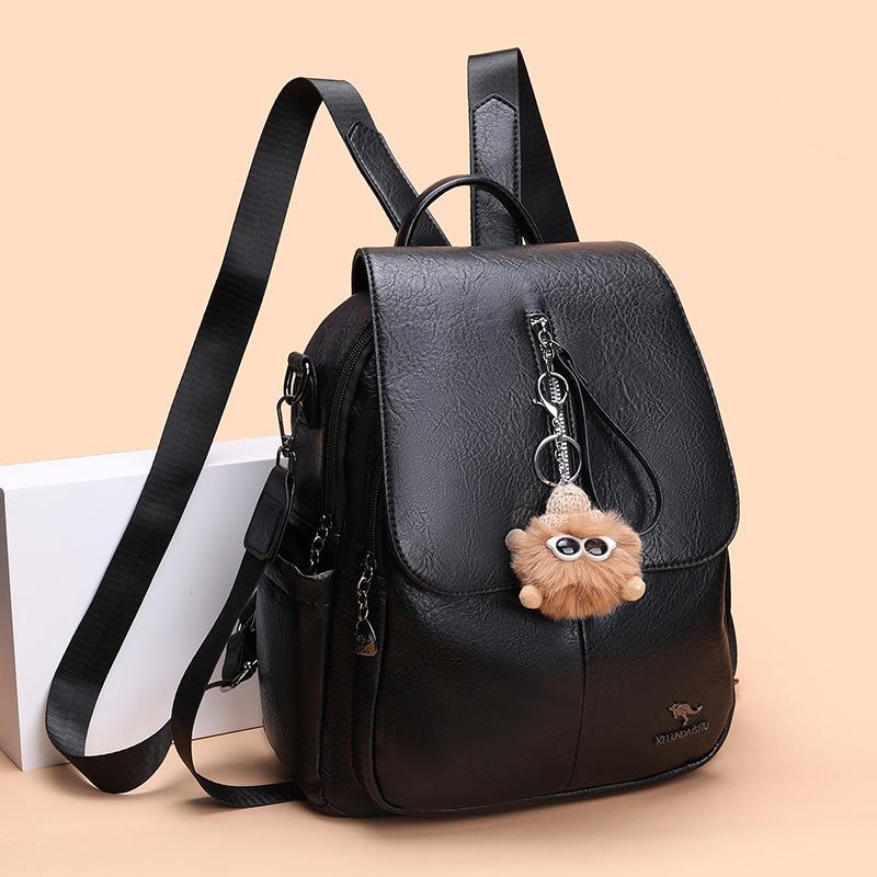 Schoolbag Retro Soft Leather Backpack for Women, 1011 New High-end Casual Commuting Large-capacity Travel Backpack and School Bag