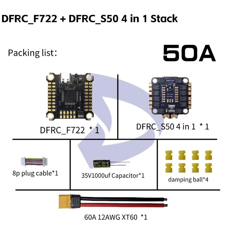 

Контролер польоту HSKRC DreamflyRC F722 та стек 50A ESC